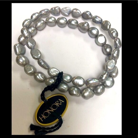 Honora Gray Stretchy Pearl Bracelets (Set of 2) - Picture 1 of 6